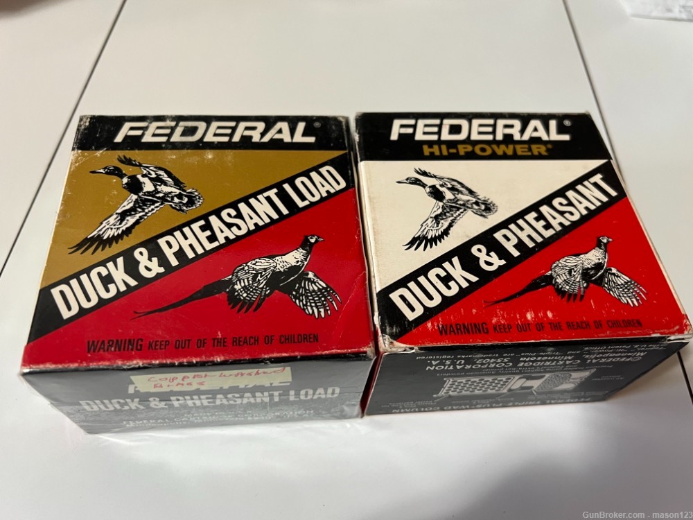 2 FULL 12 GA FEDERAL DUCK AND PHEASANT BOXES 1 COPPER WASH BOX NO 6-img-0