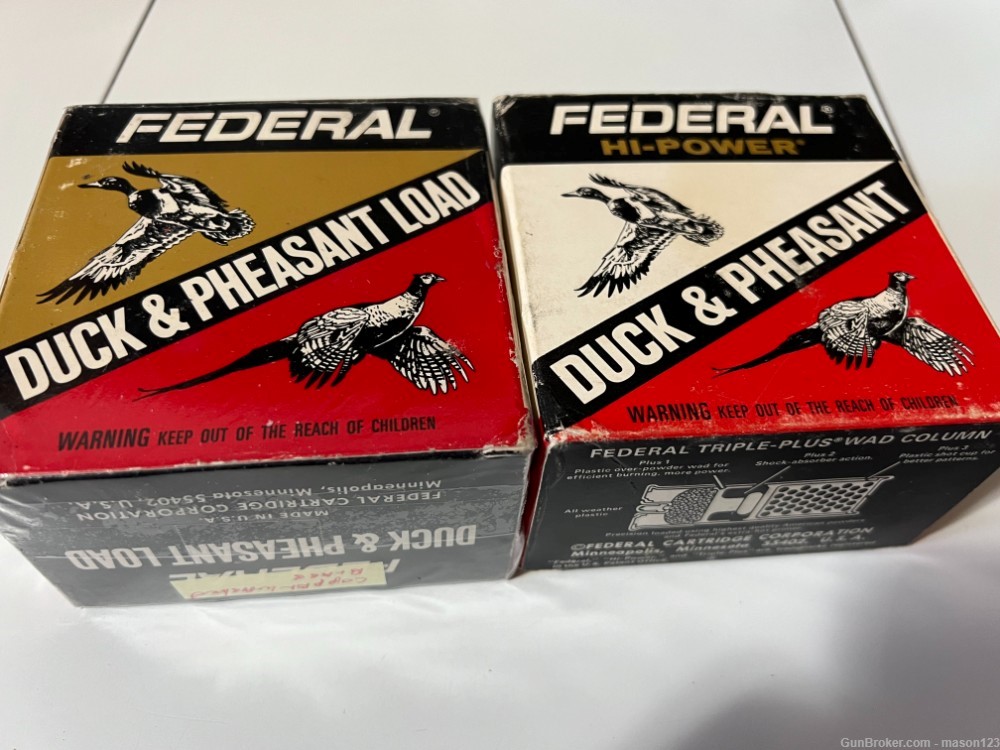 2 FULL 12 GA FEDERAL DUCK AND PHEASANT BOXES 1 COPPER WASH BOX NO 6-img-3