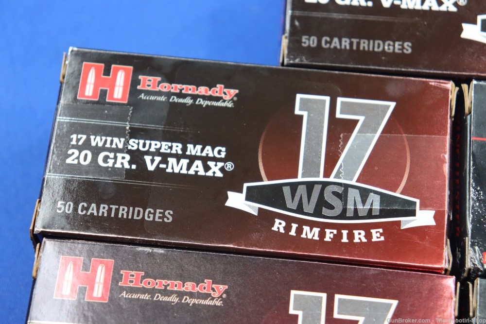 Winchester & Hornady 17WSM Rifle Ammunition Lot of 250RDS 17 WIN SUPER MAG -img-1