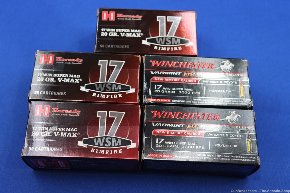 Winchester & Hornady 17WSM Rifle Ammunition Lot of 250RDS 17 WIN SUPER MAG -img-0