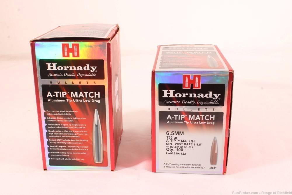2 Boxes Hornady 26179 A-Tip Match 6.5 Creedmoor .264 135 gr A-Tip Match -img-0
