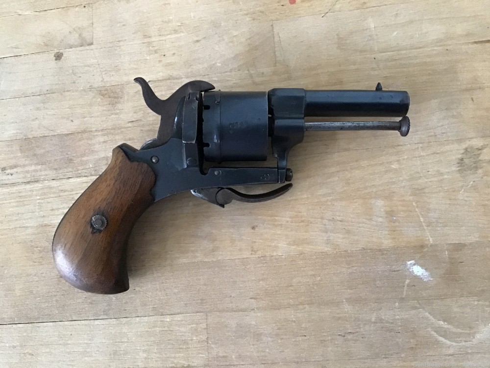 German Proofed Pinfire Lefaucheux Folding Trigger Revolver Bulldog-img-2