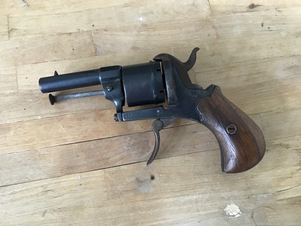 German Proofed Pinfire Lefaucheux Folding Trigger Revolver Bulldog-img-0
