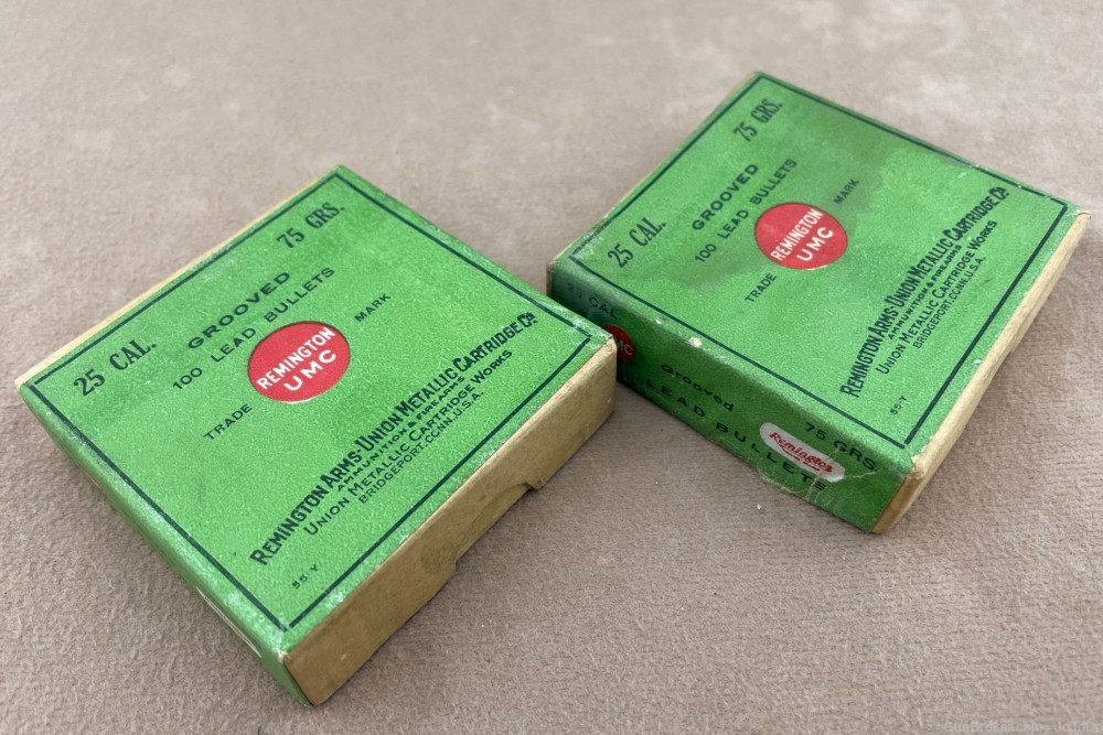 Vintage Rem-UMC .25-cal 75grs Grooved Lead Rifle Bullets (Qty: 200)-img-0