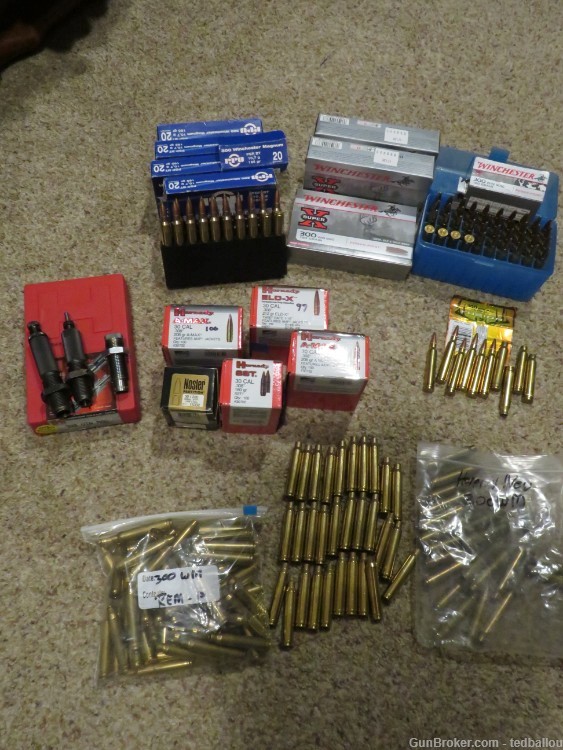 300 Win Mag Reloading Supply Package with Dies, Cases, Ammo and Bullets-img-0