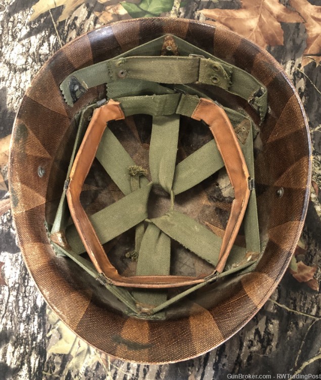 Original US M1 Swivel Bale Front Seam Helmet & Liner 4th Army Logo-img-12