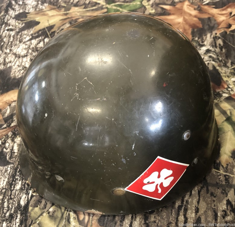 Original US M1 Swivel Bale Front Seam Helmet & Liner 4th Army Logo-img-10