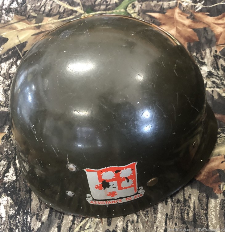 Original US M1 Swivel Bale Front Seam Helmet & Liner 4th Army Logo-img-8