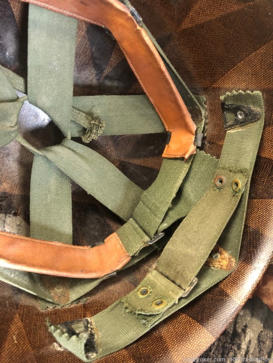 Original US M1 Swivel Bale Front Seam Helmet & Liner 4th Army Logo-img-13