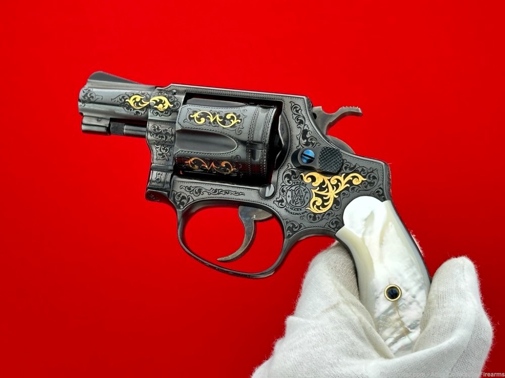Smith & Wesson Model 36 Chiefs .38 Special |*MASTER ENGRAVED - GOLD INLAY*|-img-13