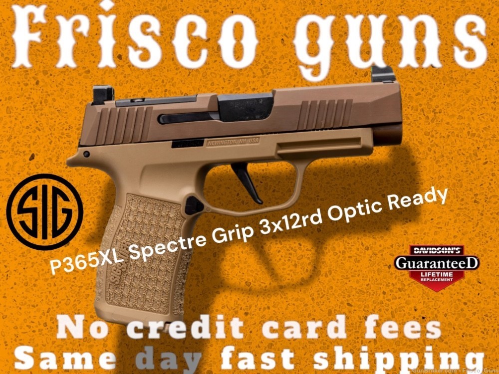 Sig Sauer P365XL Spectre Grip 9mm Coyote 3x12rd Optic Ready 3.7” NightSight-img-0