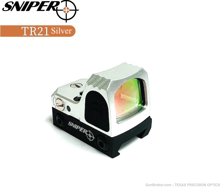 Sniper TR21 Silver 3MOA Reflex Sight Red Dot Sight for Pistols w/Picatinny -img-0