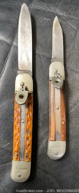 2 Hubertus style leverlock switchblade knives IMCO and B Svoboda for repair-img-0