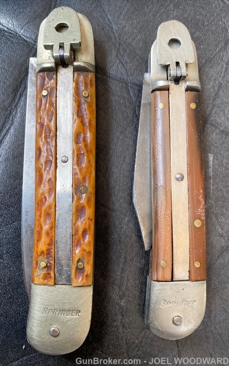 2 Hubertus style leverlock switchblade knives IMCO and B Svoboda for repair-img-1