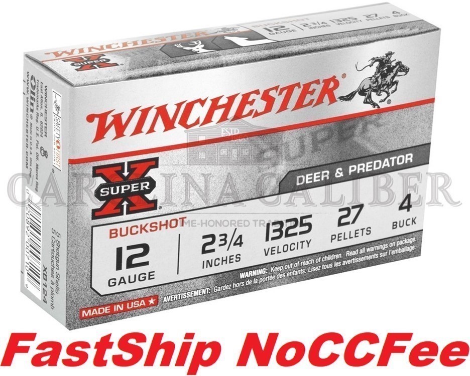 12GA WINCHESTER SUPER X 12 GAUGE #4 BUCK BUCKSHOT XB124-img-0