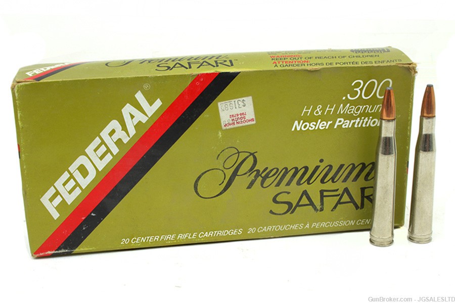 20rd Federal Safari 300 H&H Magnum Ammo, 180gr Nosler Partition Ammunition-img-0