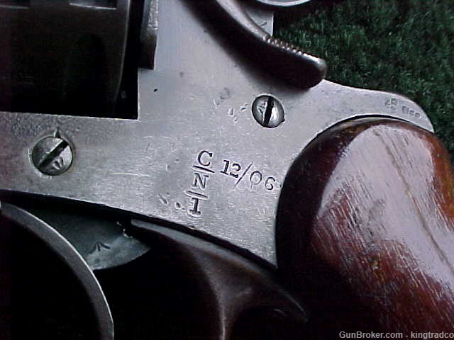 Antique WEBLEY MK l Topbreak Revolver 45 ACP Birdhead Wood Grips w Holster-img-4