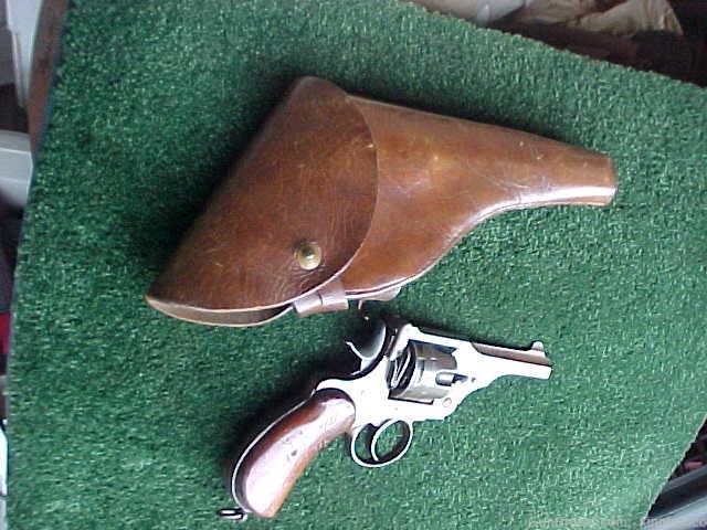 Antique WEBLEY MK l Topbreak Revolver 45 ACP Birdhead Wood Grips w Holster-img-0