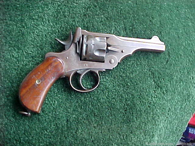 Antique WEBLEY MK l Topbreak Revolver 45 ACP Birdhead Wood Grips w Holster-img-1
