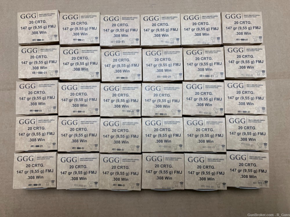 GGG .308 win 600 rounds rifle ammo 147gr fmj-img-5