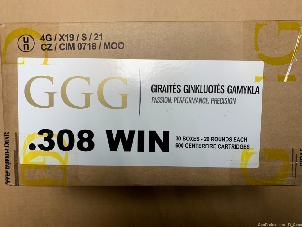 GGG .308 win 600 rounds rifle ammo 147gr fmj-img-1