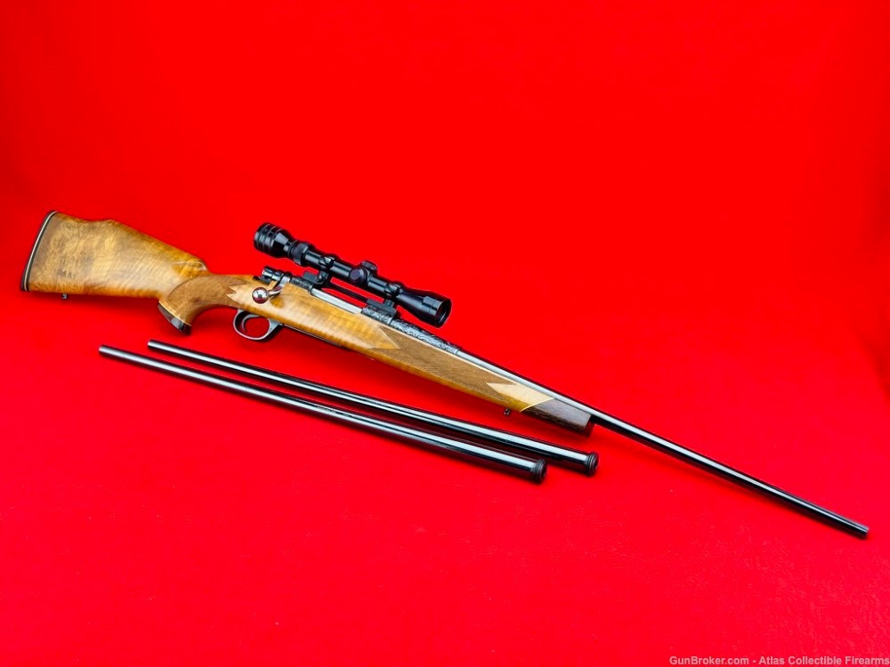 ORIGINAL Jackson Hole Arms Bolt Action Rifle *HAND ENGRAVED - 3 BARREL SET*-img-16