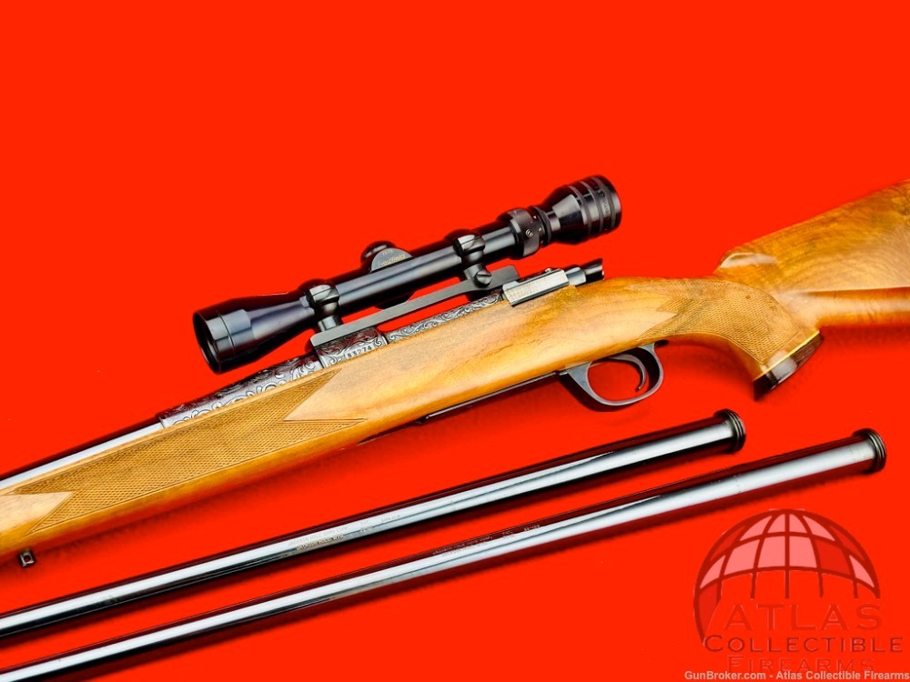 ORIGINAL Jackson Hole Arms Bolt Action Rifle *HAND ENGRAVED - 3 BARREL SET*-img-0