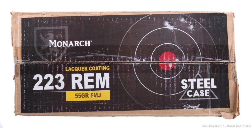 Monarch .223 Rem 55gr Lacquer Coated Steel FMJ Spam Can 520rd Sealed(JFM)-img-1