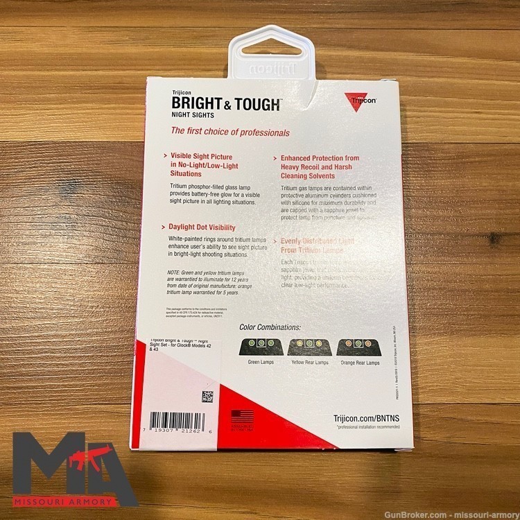 Trijicon Tritium Night Sights for Glock 42, 43, 43X Green - NEW-img-1