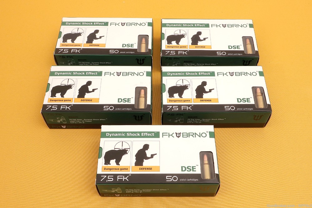 5 Boxes (250 Rounds) FK Brno 7.5 FK F9 Flat Nose - DSE - Lead Free - 101 Gr-img-0