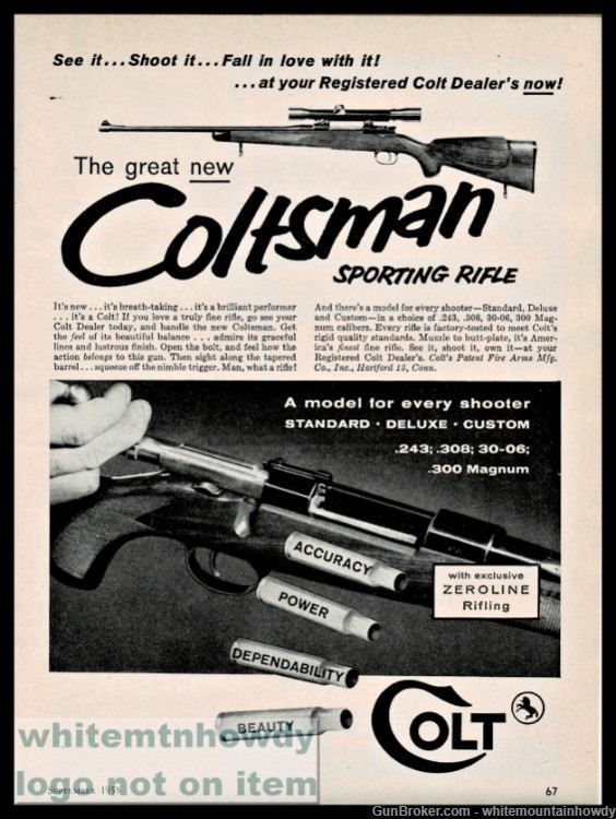 1958 COLT Coltsman Sporting Rifle PRINT AD-img-0