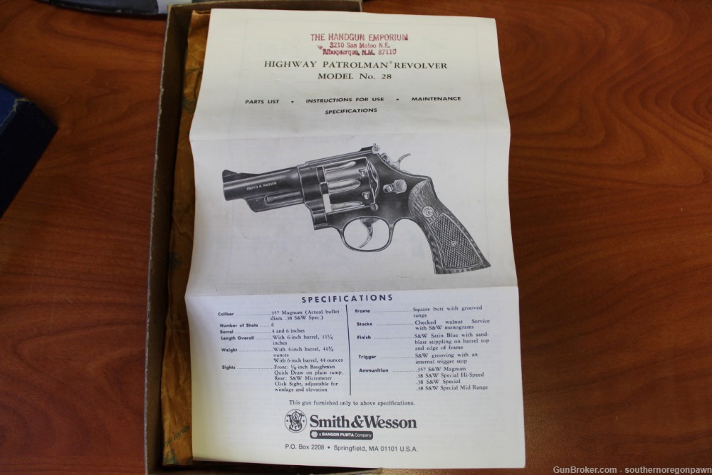 Smith & Wesson 28-2 Highway Patrolman 4" Barrel .357 W/ Box  1974-img-41