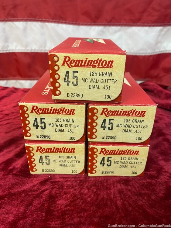 Remington 45 Caliber Wad cutter 185 Grain pack of 500 Bullets Penny Auction-img-0