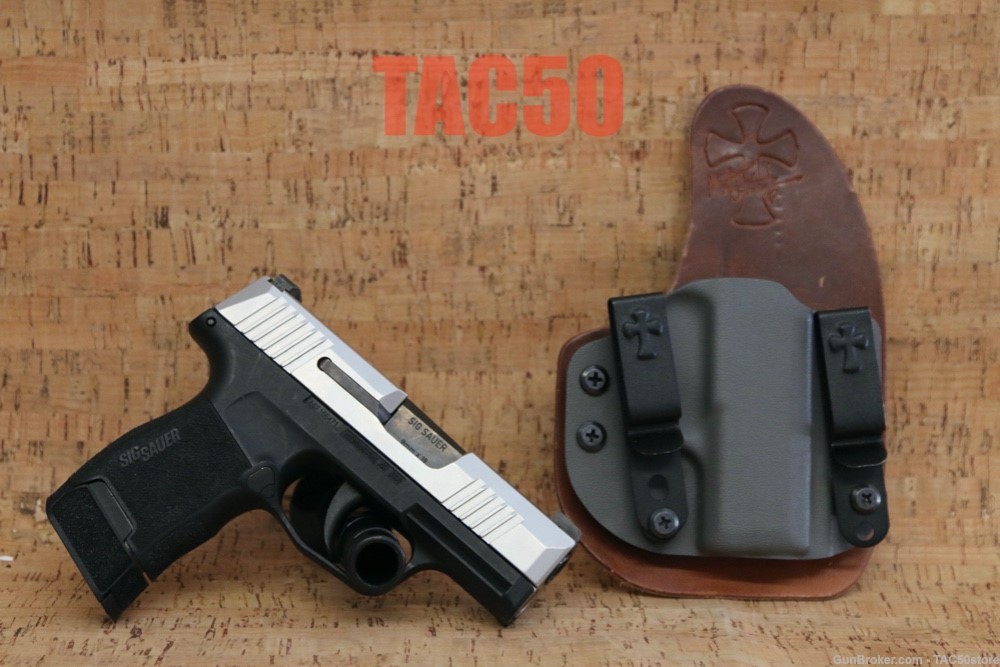 Sig Sauer P365 NITRON 9MM TWO TONE STAINLESS 3.10" CROSSBREED IWB HOLSTER-img-0