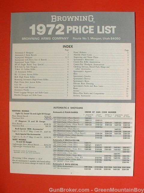 BROWNING OEM 1970s, 1980 & 1990s Retail Catalog Price Lists-img-1