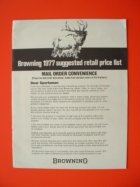 BROWNING OEM 1970s, 1980 & 1990s Retail Catalog Price Lists-img-3