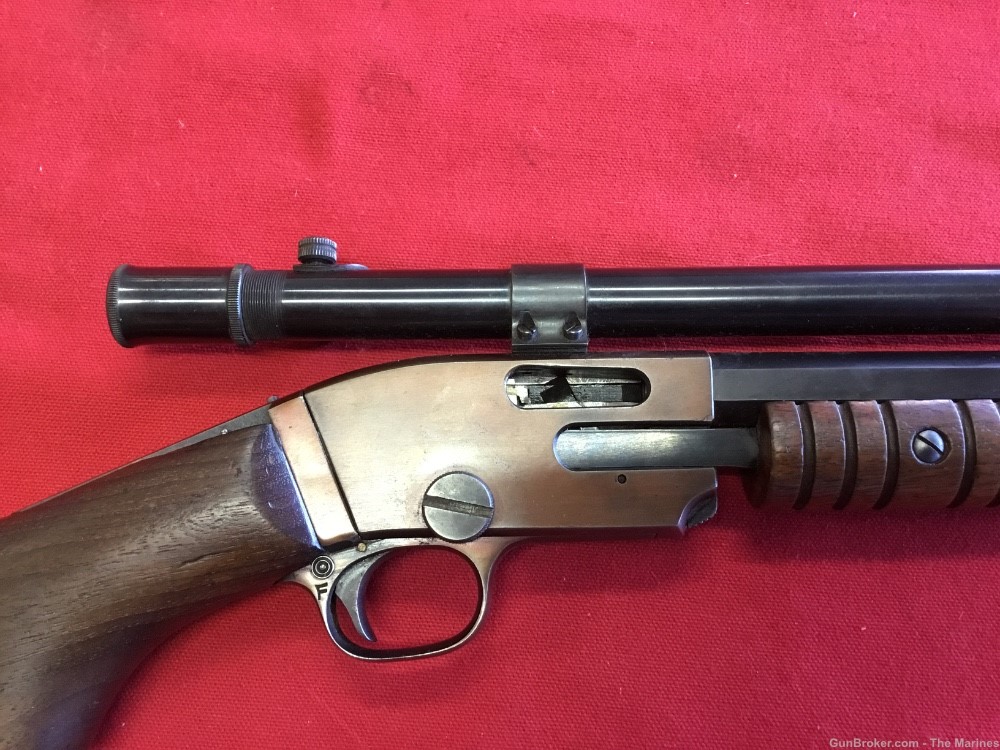 Savage Model 25, .22 S, L, LR. Tube fed, pump action. 24” hexagon barrel-img-3