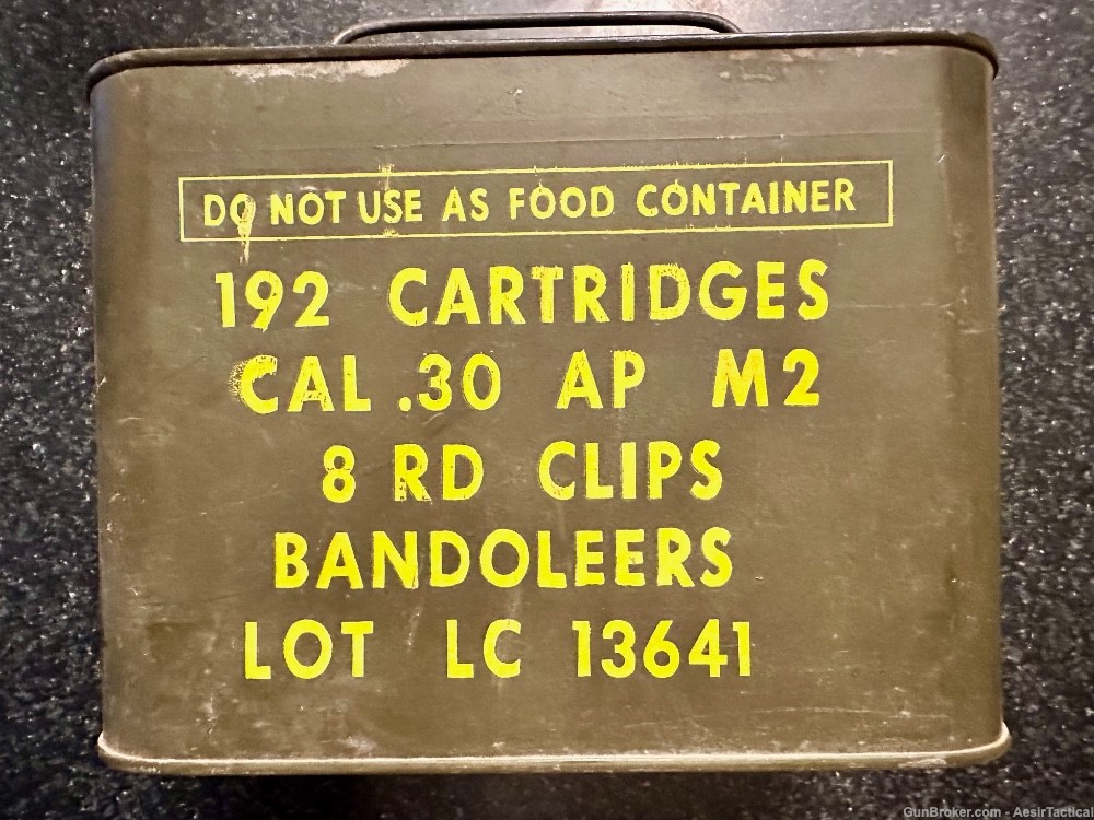 Lake City M1 Garand .30-06 M2 Ball armor piercing 192 round sealed can -img-0