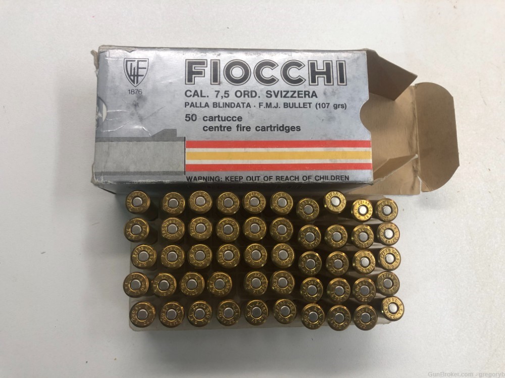 50 rnds. Fiocchi for 7.5 Swiss Ordnance Revolver. Free shipping.-img-0