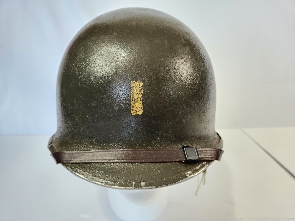 WWII US M1 Helmet First Cavalry Lieutenant Marked & Liner-img-1