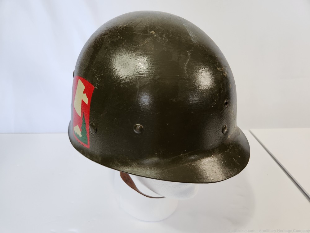 WWII US M1 Helmet First Cavalry Lieutenant Marked & Liner-img-10