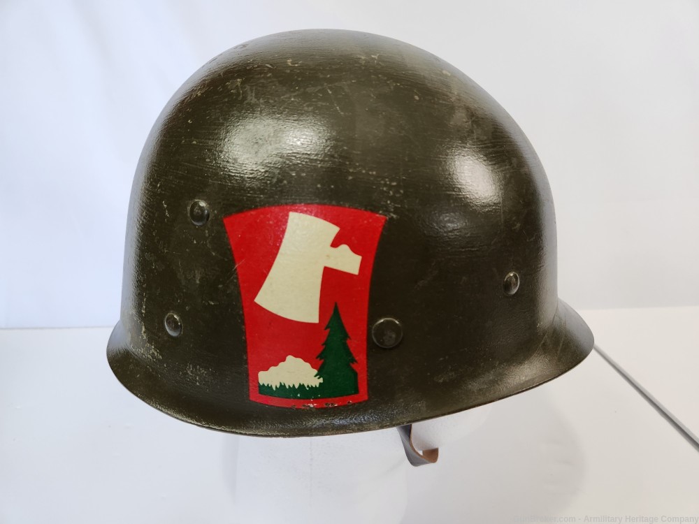 WWII US M1 Helmet First Cavalry Lieutenant Marked & Liner-img-11
