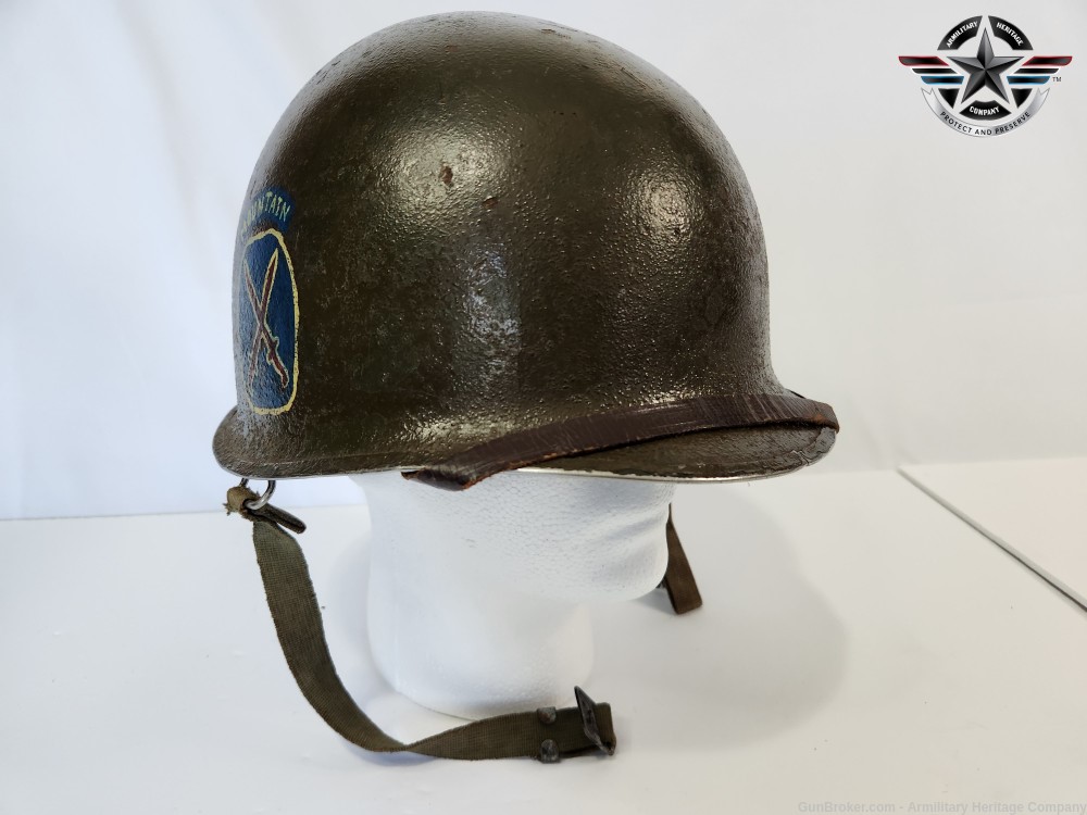 WWII US M1 Helmet Tenth Mountain Division & Liner-img-0