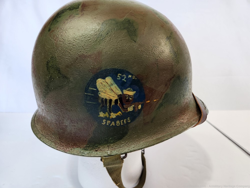 WWII US M1 Helmet Navy Seabees & Liner-img-6