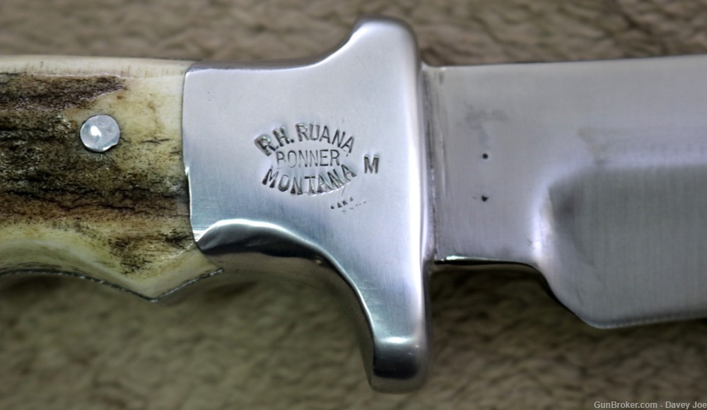 Quality RH Ruana 7" fixed blade hunting knife M marked Bonner MT -img-1