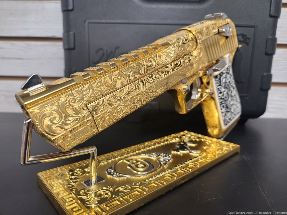 CUSTOM 24CT GOLD PLATED & ENGRAVED MAGNUM RESEARCH DESERT EAGLE 50AE-img-4
