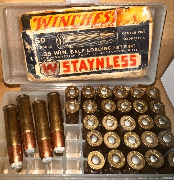 Old Vintage WINCHESTER .35 WIN. SELF-LOADING SOFT POINT STAYNLESS-img-1