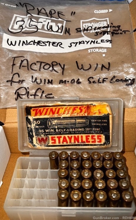 Old Vintage WINCHESTER .35 WIN. SELF-LOADING SOFT POINT STAYNLESS-img-0