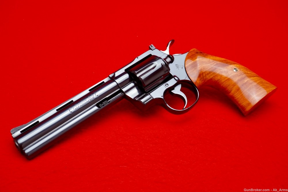 1977 Colt Python 6" Factory Royal Blue .357 Magnum *CULINA CUSTOM GRIPS*-img-0