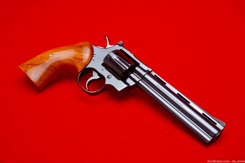 1977 Colt Python 6" Factory Royal Blue .357 Magnum *CULINA CUSTOM GRIPS*-img-4